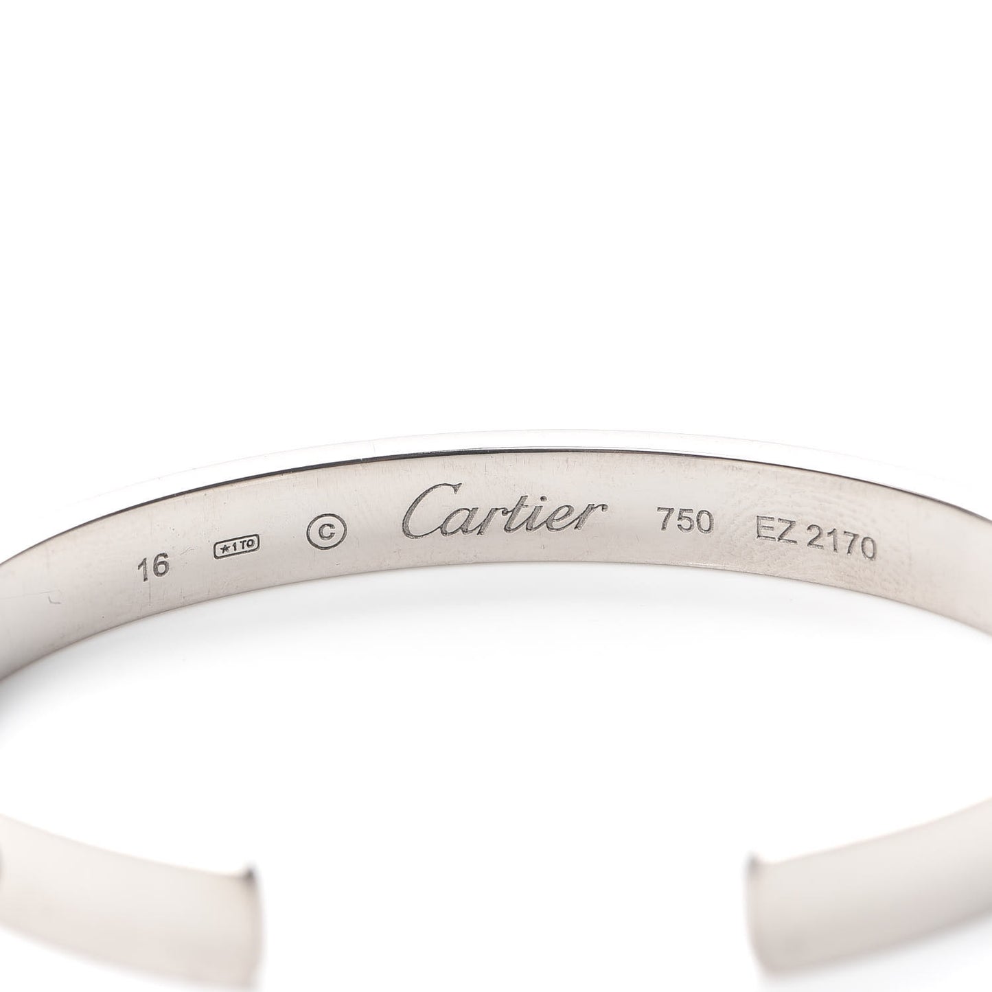 18K White Gold LOVE Cuff Bracelet 16