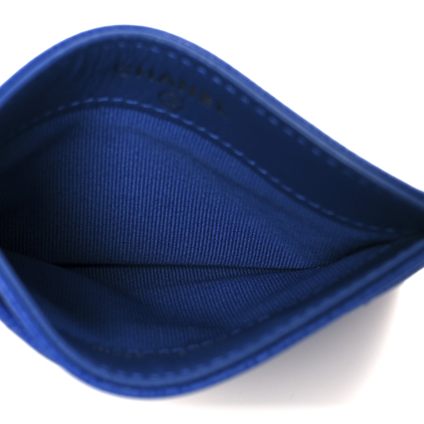 Caviar Quilted Card Holder Blue
