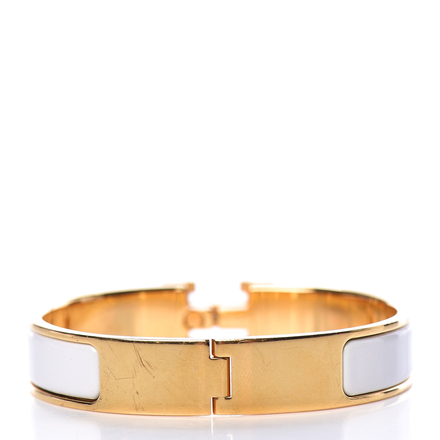 Enamel Narrow Clic Clac H Bracelet PM White