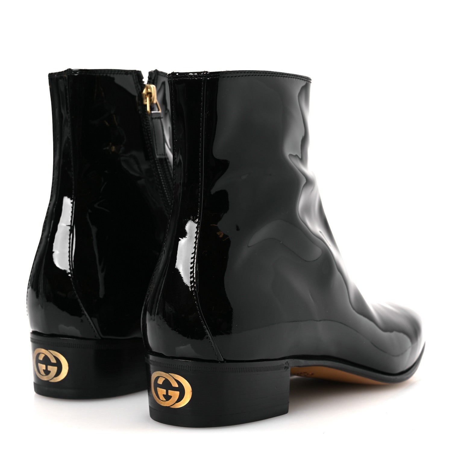 Gucci Vernice Crystal Mens Interlocking G Logo Ankle Booties  9 Black 5 of 12