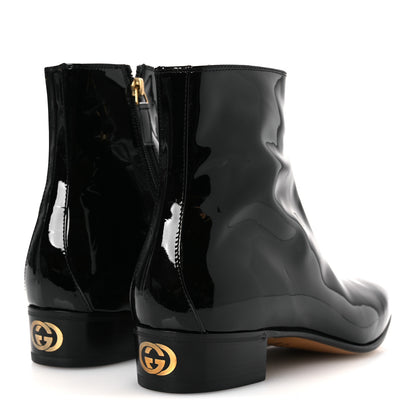 Gucci Vernice Crystal Mens Interlocking G Logo Ankle Booties  9 Black 5 of 12