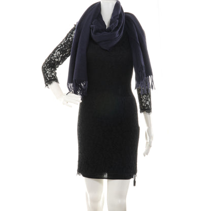 Hermes Cashmere Broderie Scarf Navy 2 of 4