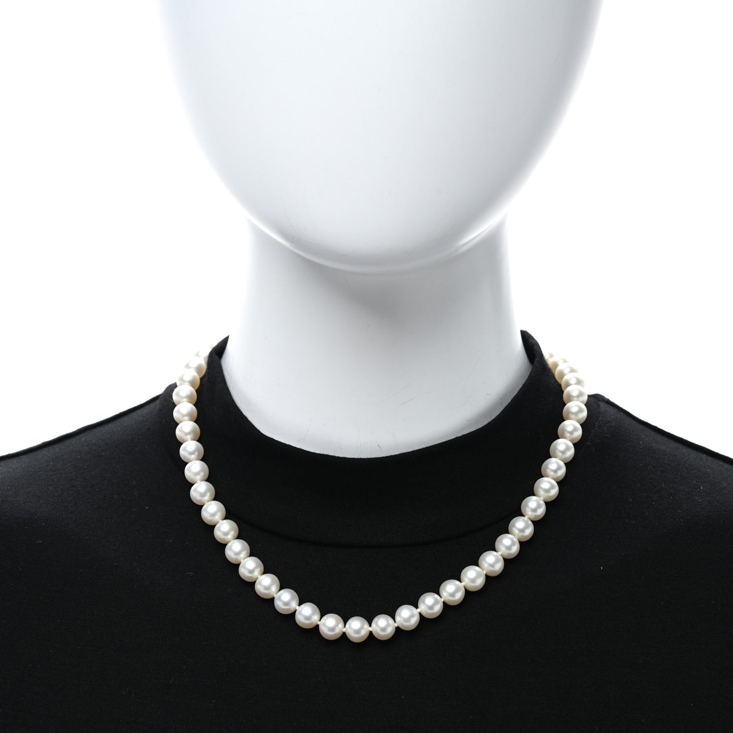 Sterling Silver Diamond Pearl 8.5mm Buckle Necklace