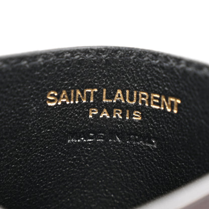 Saint Laurent Grain De Poudre Matelasse Chevron Monogram Credit Card Case Black 6 of 10
