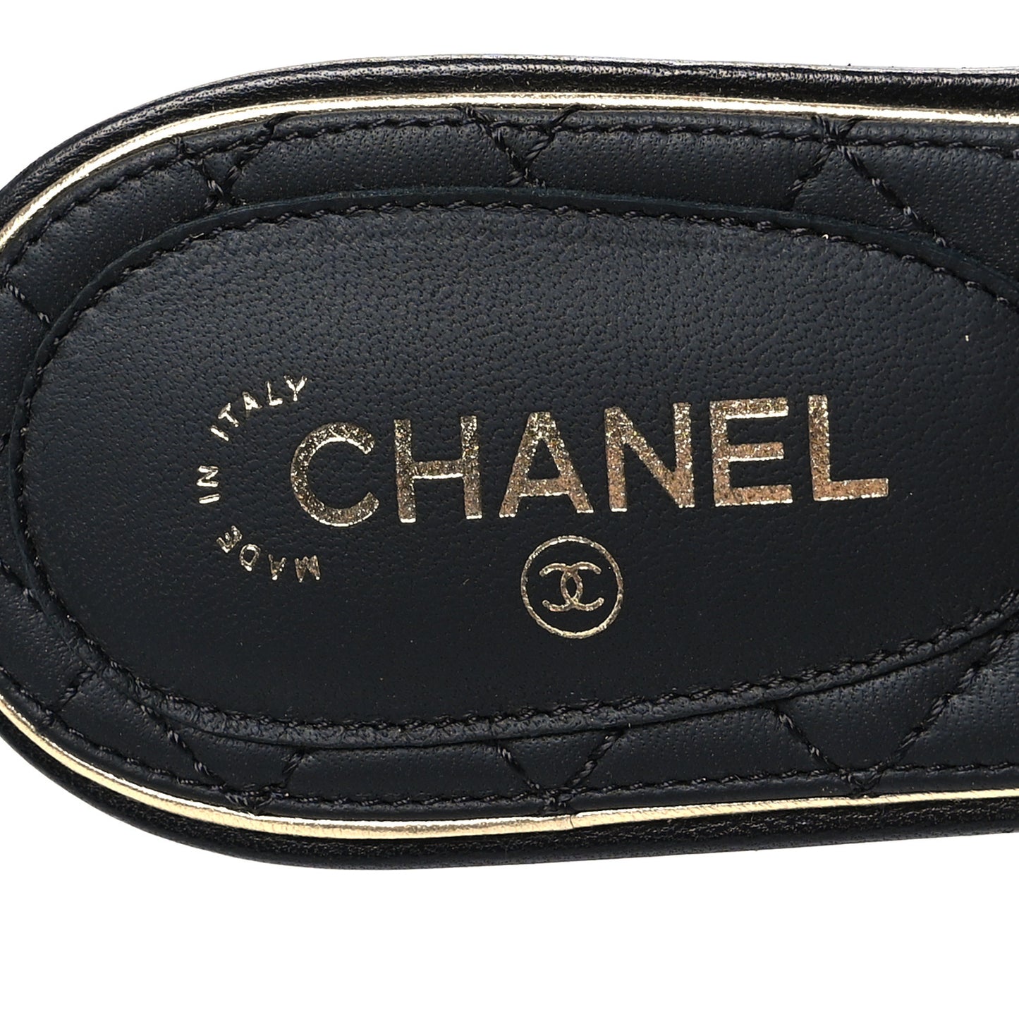 Lambskin Pearl CC Thong Sandals 36 Black Gold