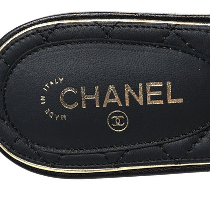Chanel Lambskin Pearl CC Thong Sandals 36 Black Gold 7 of 7
