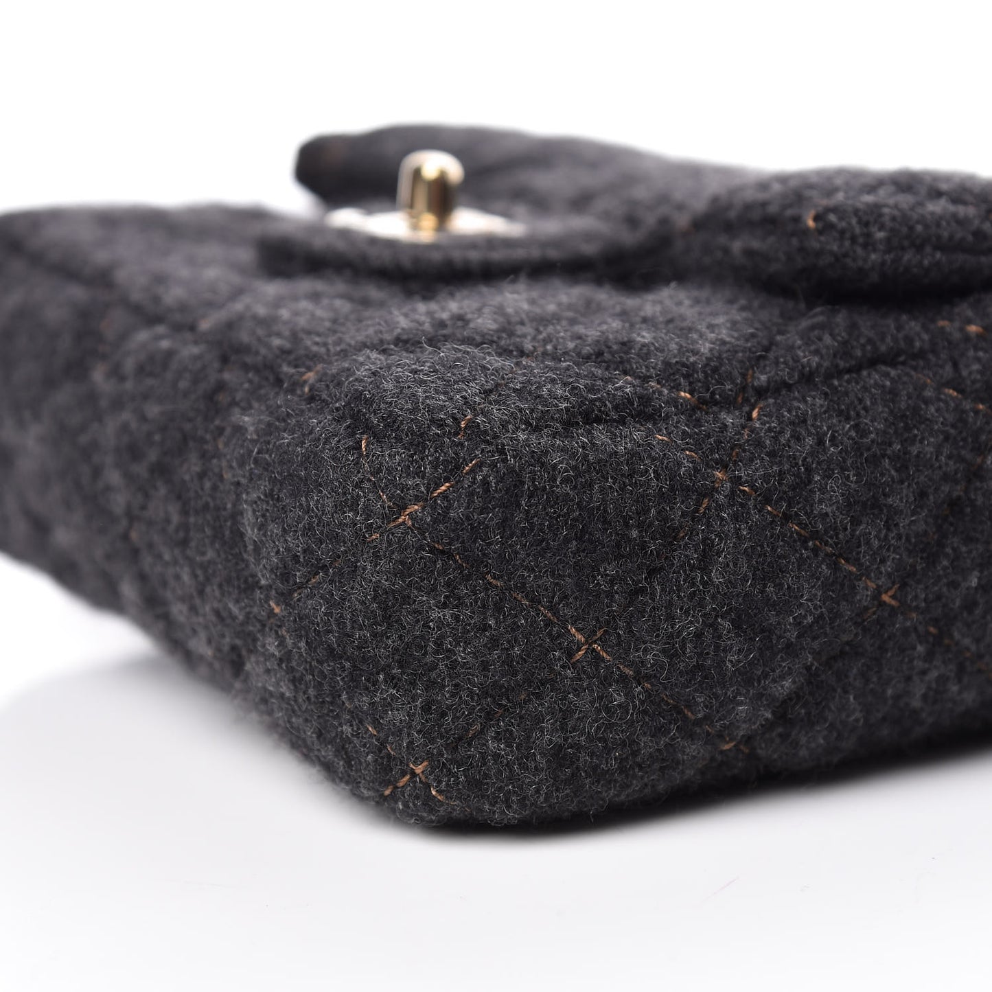 Wool Contrast Stitch Mini Square Flap Charcoal