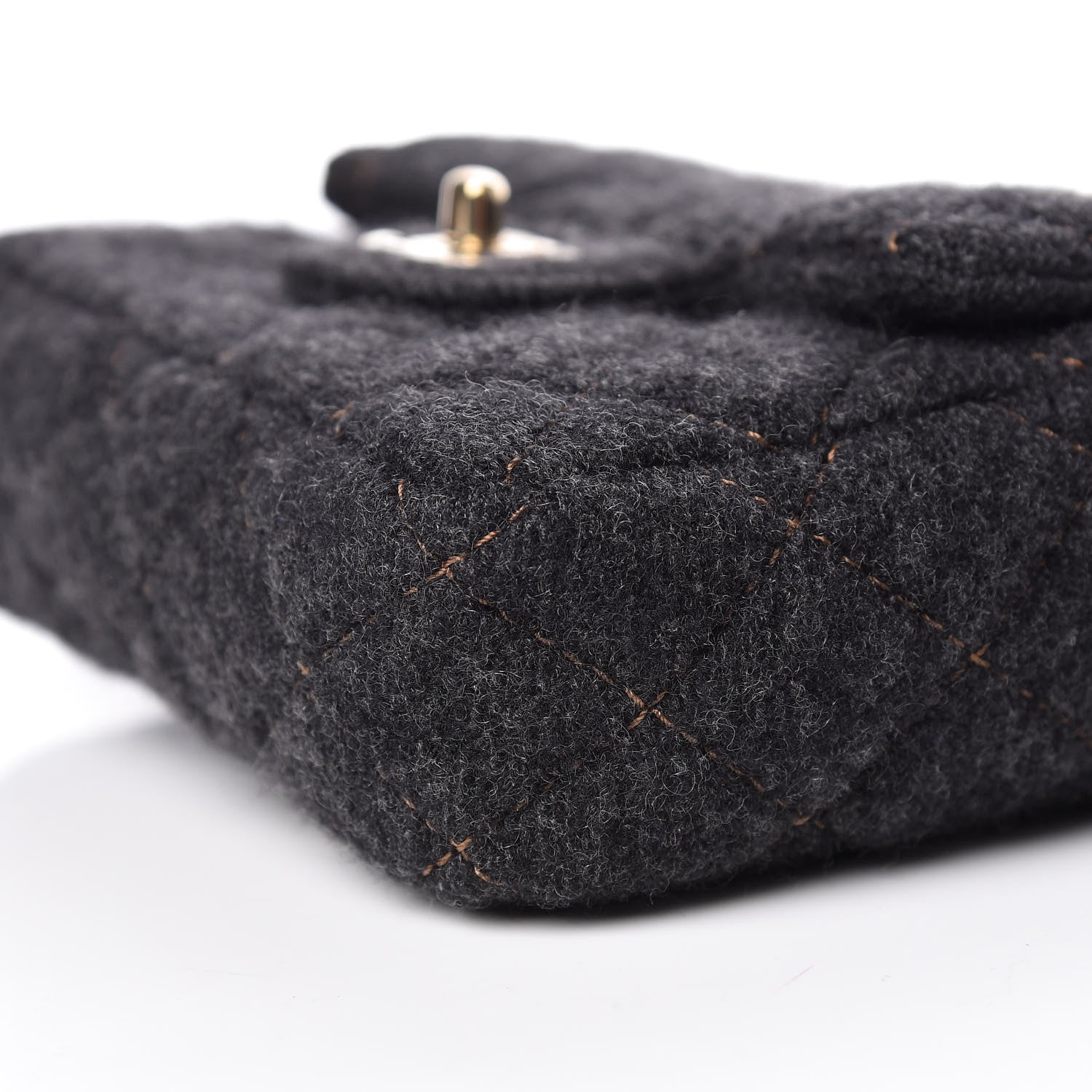Chanel Wool Contrast Stitch Mini Square Flap Charcoal 6 of 11