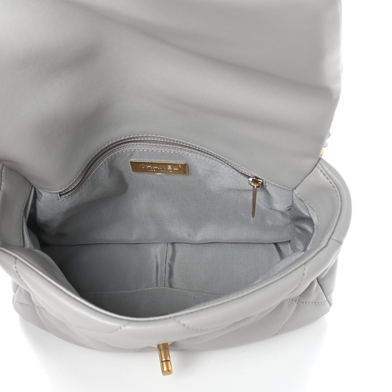Chanel Lambskin Quilted Medium Chanel 19 Flap Grey 4 of 4