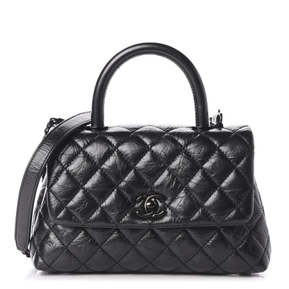 Chanel Aged Calfskin Quilted Mini Coco Handle Flap So Black 1 of 11
