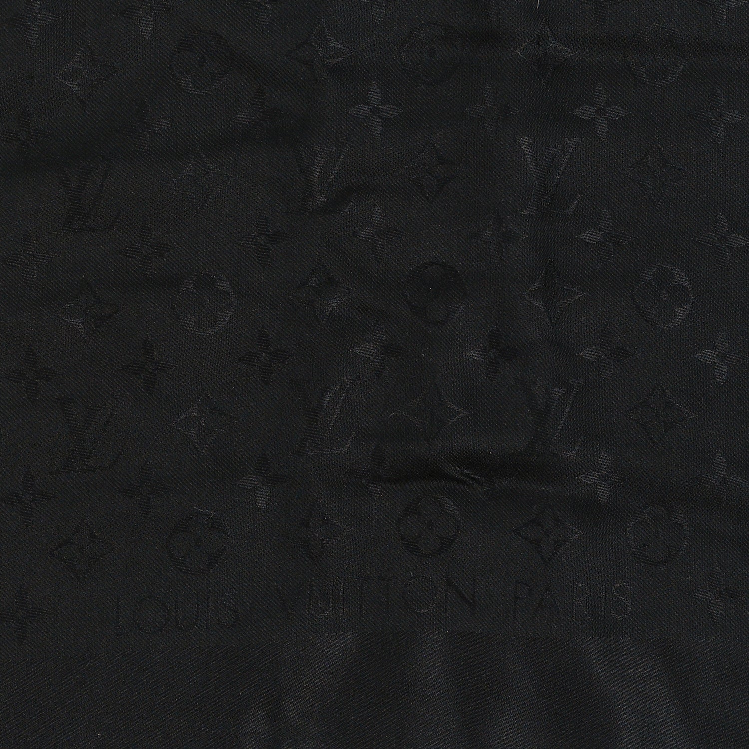 Louis Vuitton Silk Wool Monogram Shawl Black 2 of 3