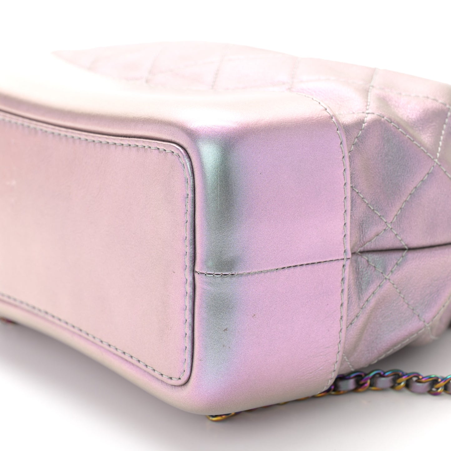 Iridescent Lambskin Calfskin Small Quilted Gabrielle Backpack Light Purple