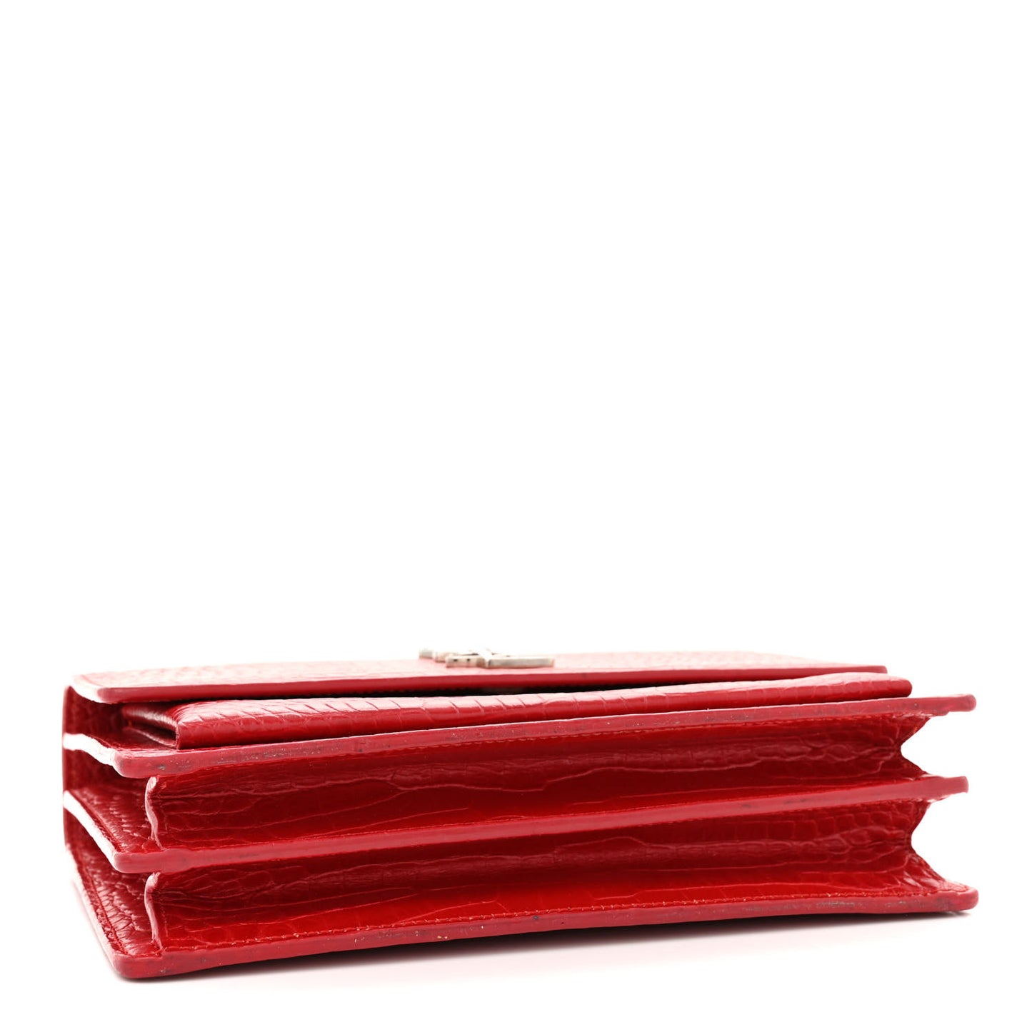 Calfskin Crocodile Embossed Medium Monogram Sunset Rouge Eros
