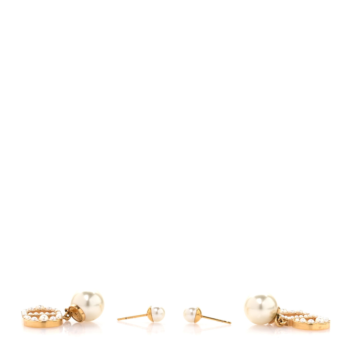Christian Dior Pearl Tribal CD Drop Earrings Gold 3 of 4