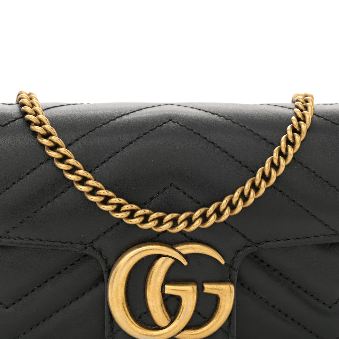 Calfskin Matelasse Super Mini GG Marmont Shoulder Bag Black
