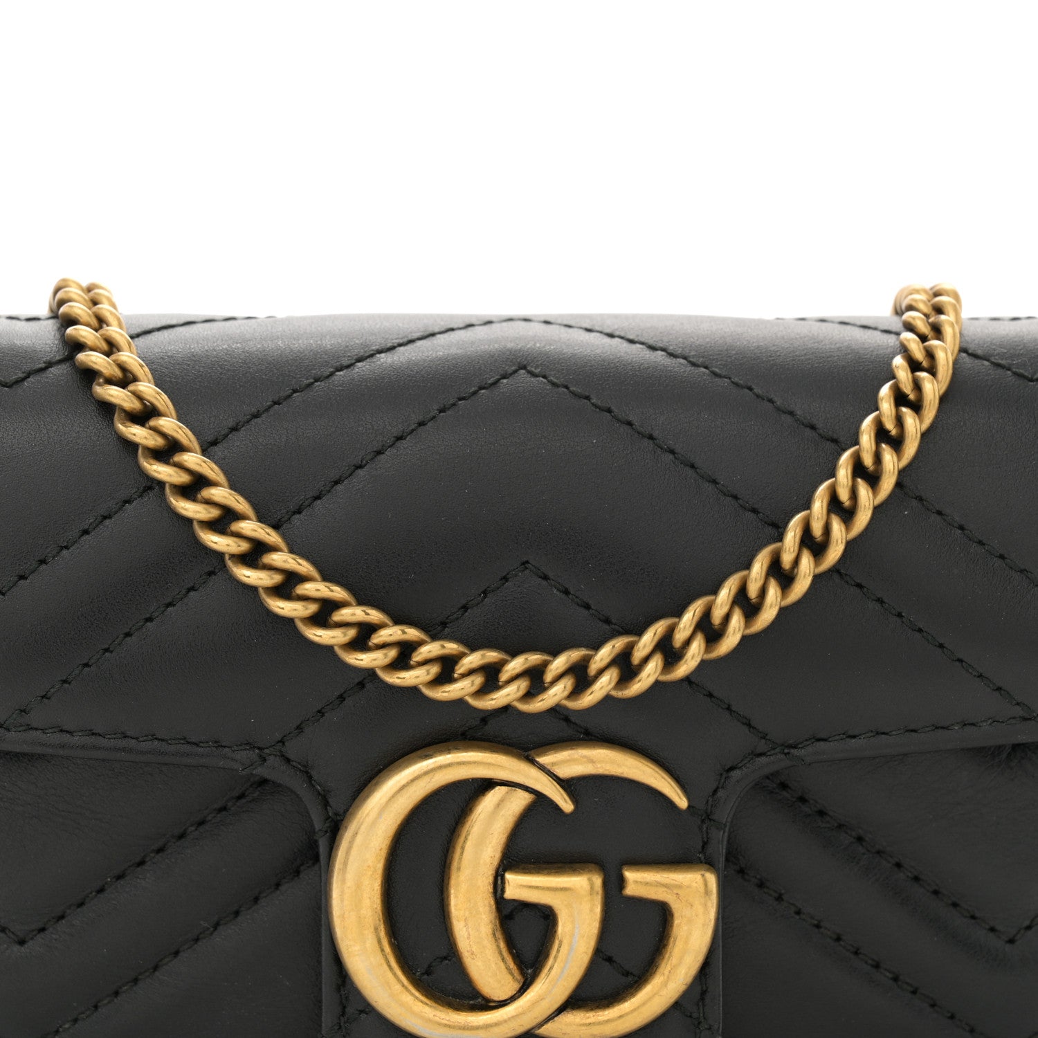 Gucci Calfskin Matelasse Super Mini GG Marmont Shoulder Bag Black 7 of 10