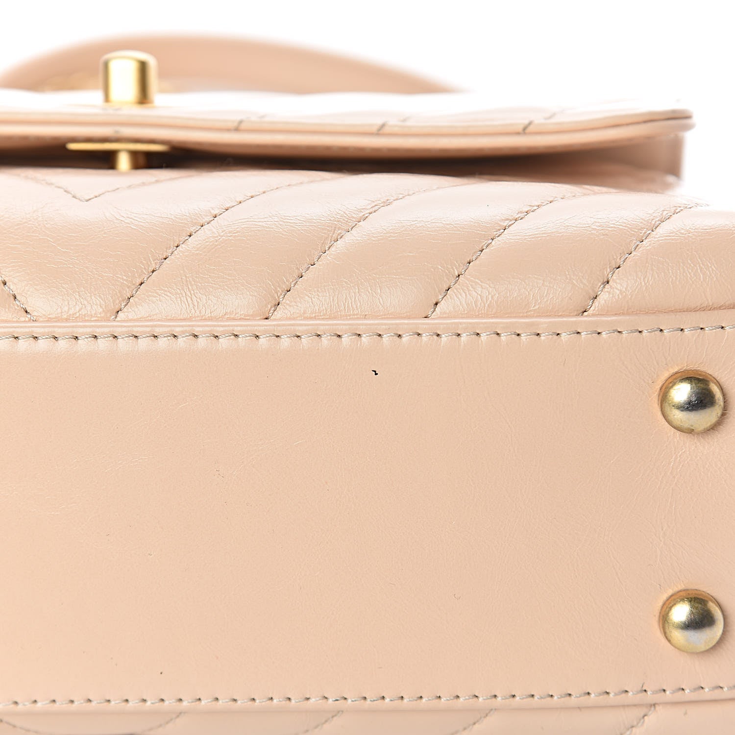 Chanel Calfskin Lizard Chevron Quilted Mini Coco Handle Flap Beige 9 of 10
