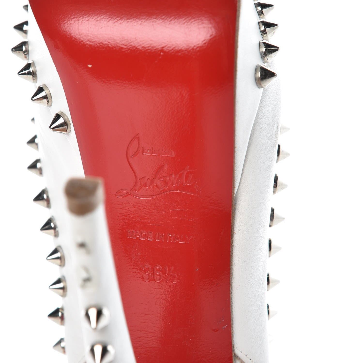 Christian Louboutin Calfskin Lady Clou Spikes VIP 150 Pumps 36.5 White 6 of 13