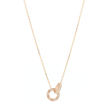 Cartier 18K Pink Gold Diamond Interlocking LOVE Paved Necklace 1 of 4