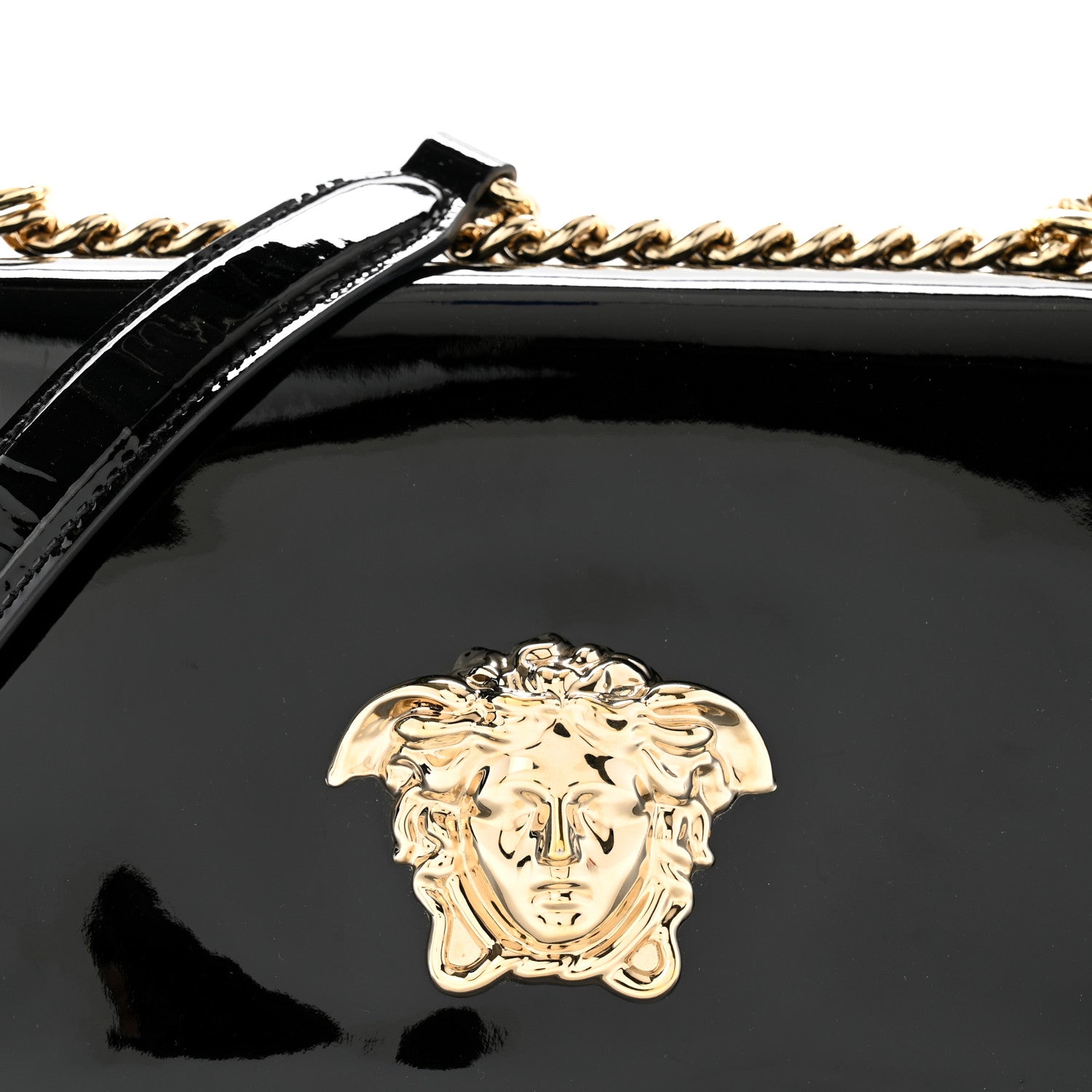 Versace Patent Palazzo Medusa Chain Shoulder Bag Black 8 of 12