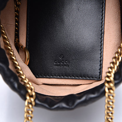 Gucci Calfskin Matelasse Mini GG Marmont 2.0 Bucket Bag Black 6 of 12