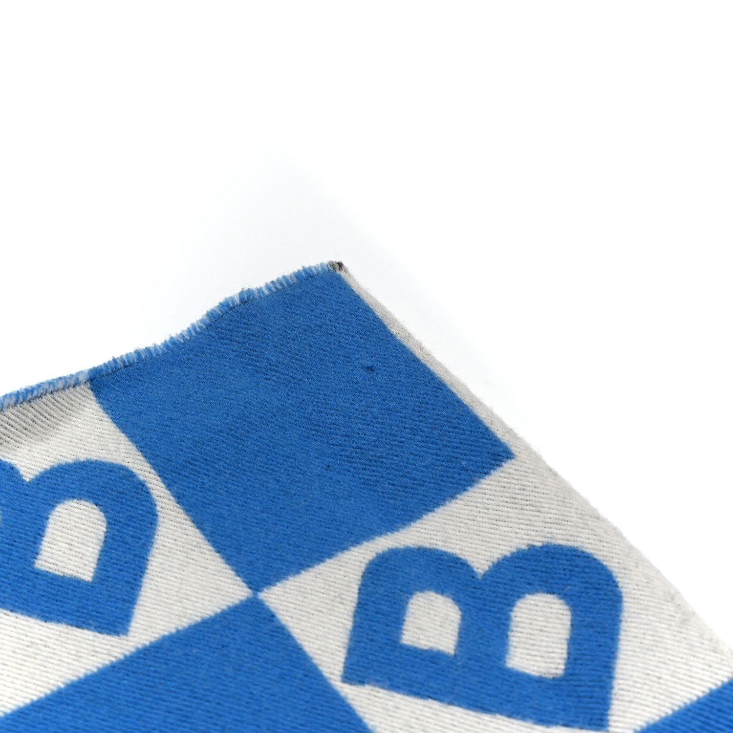 Burberry Wool Silk Monogram TB Reversible Fringe Scarf Azure Blue 5 of 6