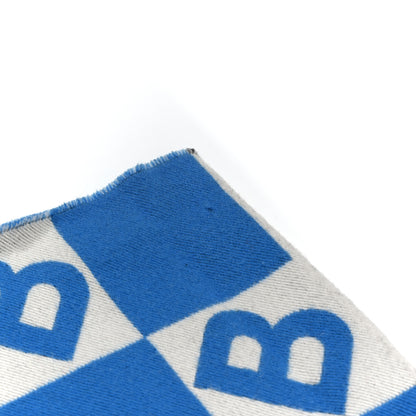 Burberry Wool Silk Monogram TB Reversible Fringe Scarf Azure Blue 5 of 6