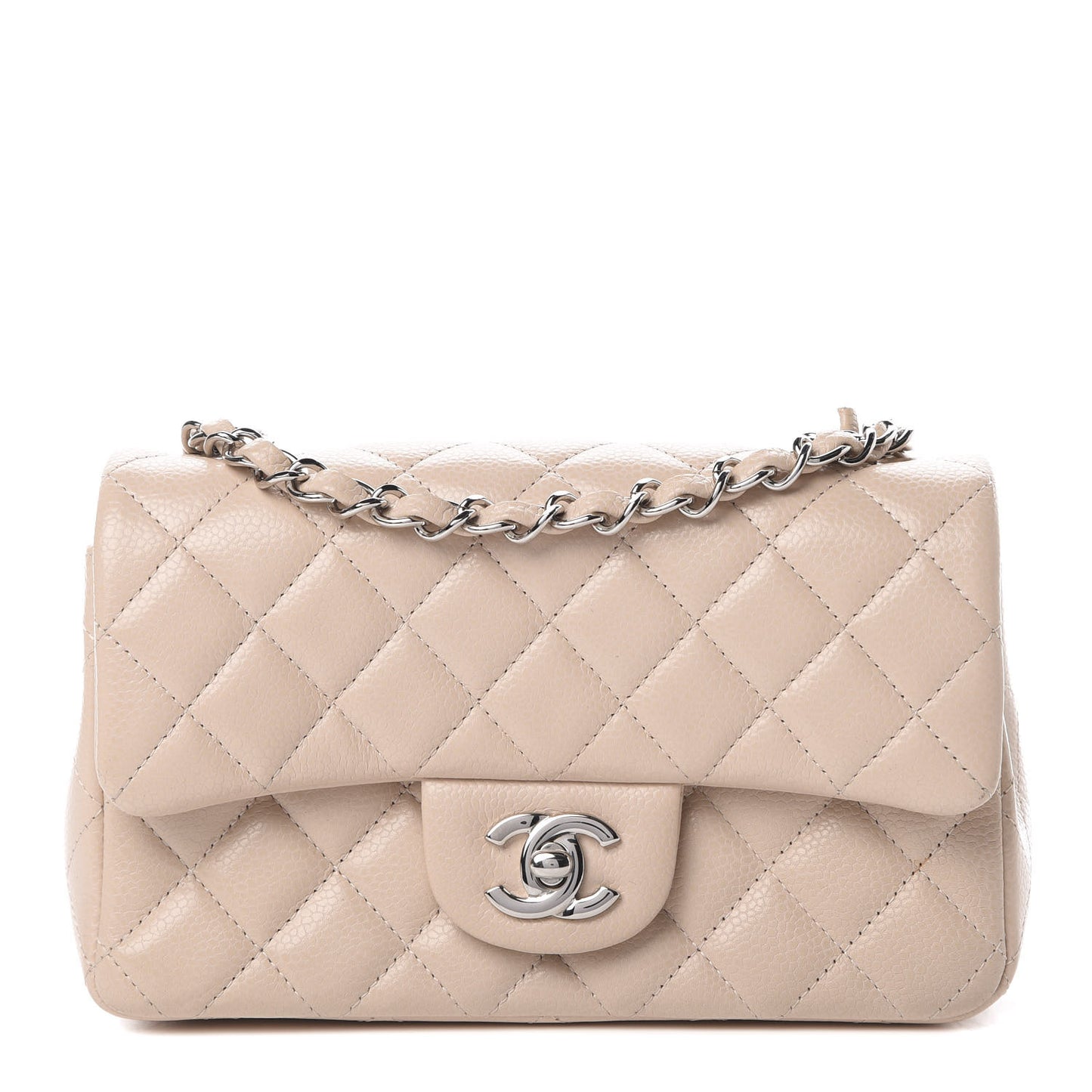 Caviar Quilted Mini Rectangular Flap Light Pink