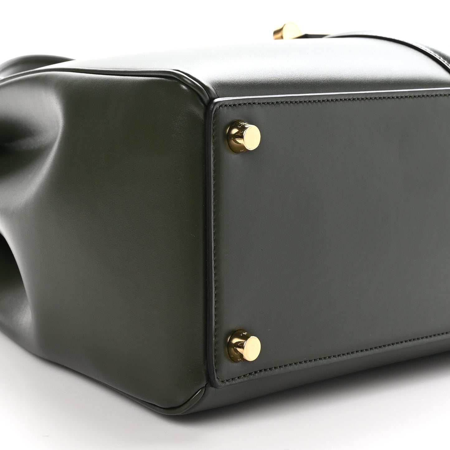 Satinated Calfskin Medium 16 Top Handle Bag Khaki