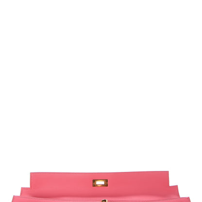Hermes Swift Kelly Cut Clutch Pochette Rose Azalee 14 of 27