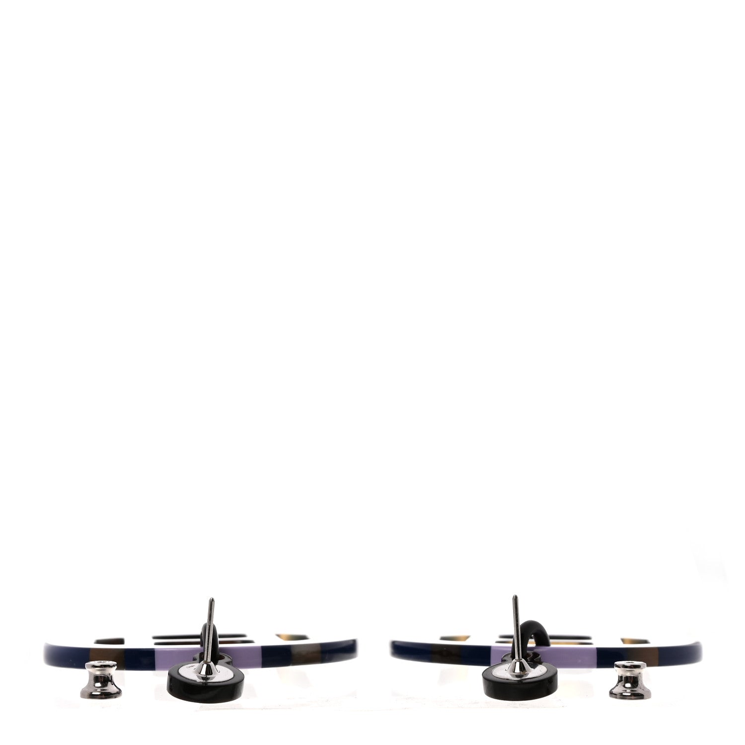 Hermes Lacquered Horn H Equipe Earrings Lilas 3 of 5
