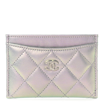 Chanel Iridescent Calfskin Quilted Card Holder Light Purple 1 of 9
