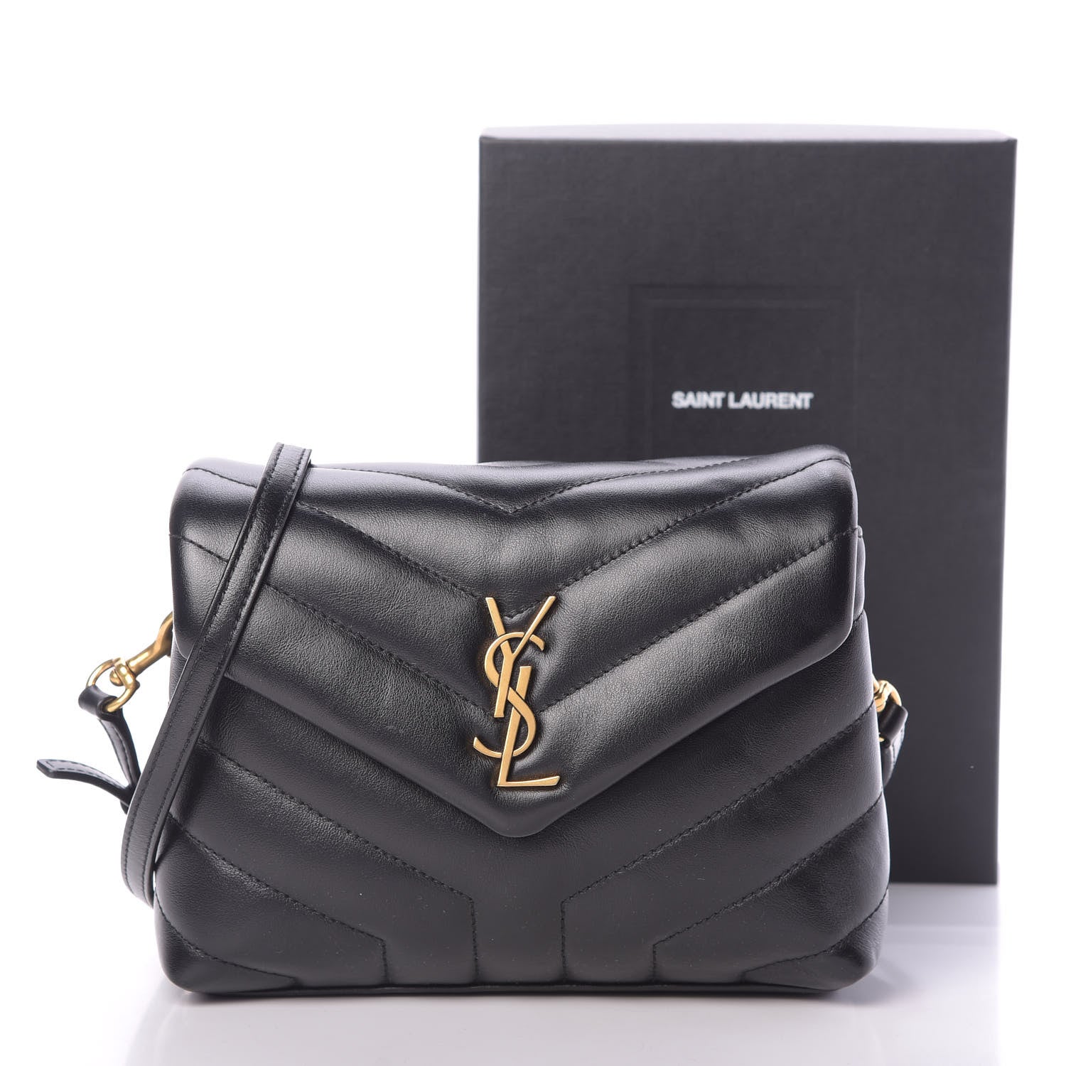 Saint Laurent Calfskin Y Quilted Monogram Toy Loulou Crossbody Bag Black 11 of 11