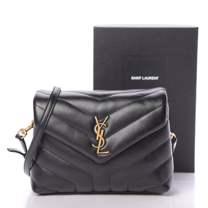 Saint Laurent Calfskin Y Quilted Monogram Toy Loulou Crossbody Bag Black 11 of 11