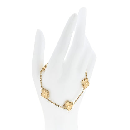 Van Cleef & Arpels 18K Yellow Gold 5 Motifs Guilloche Vintage Alhambra Bracelet 2 of 5