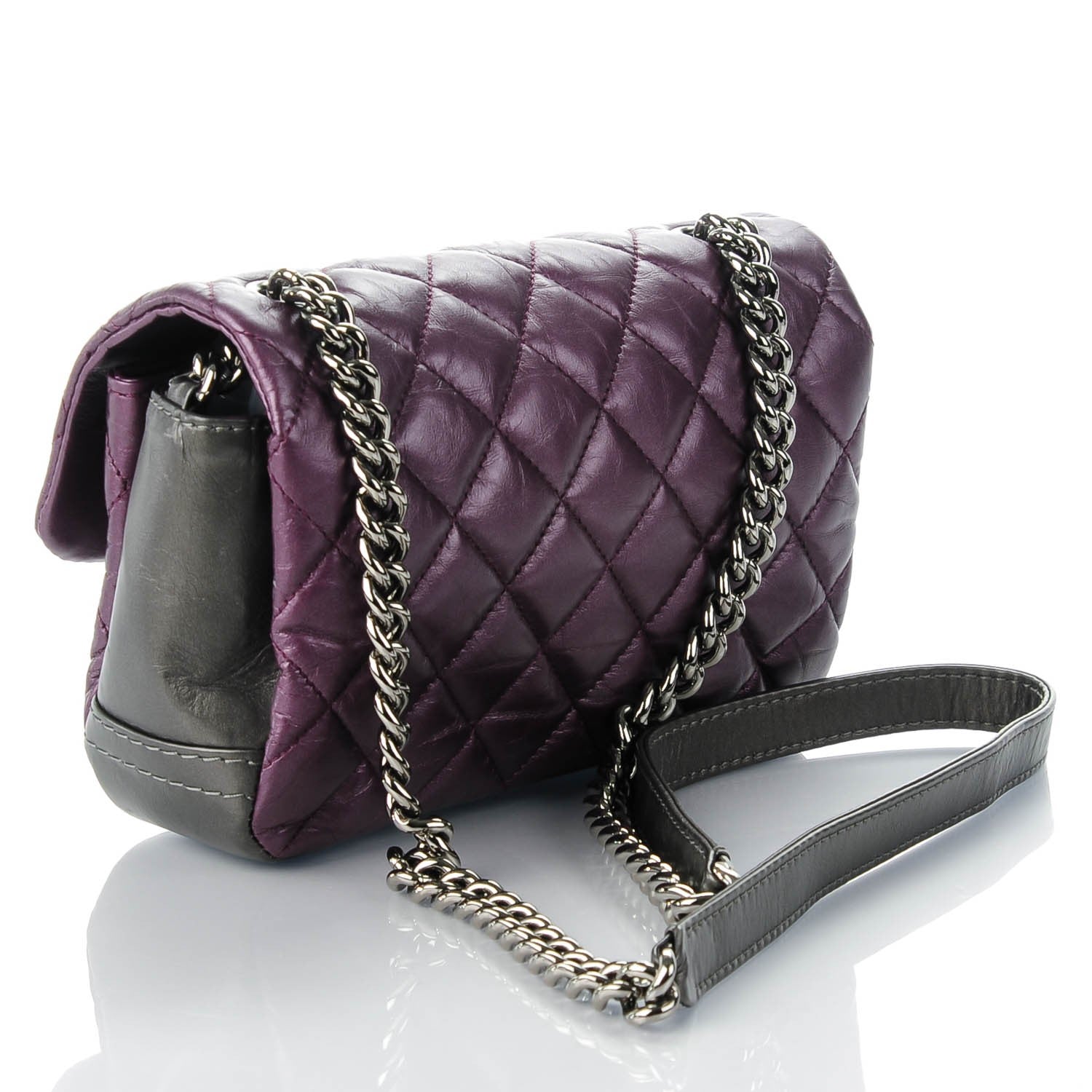 Chanel Metallic Calfskin Quilted Mini Mineral Nights Flap Dark Purple 3 of 7