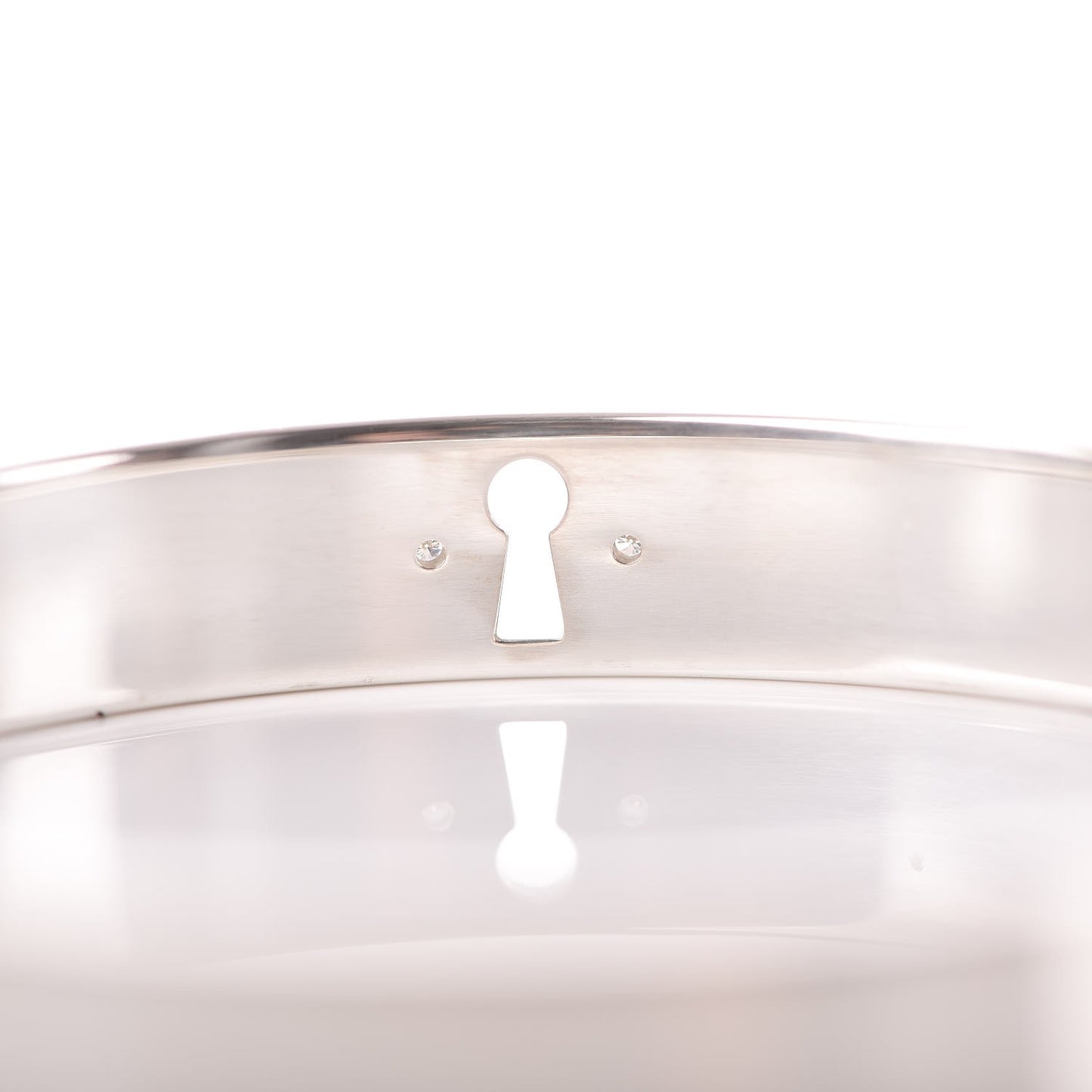 Sterling Silver Diamond Narrow Locks Bangle Bracelet