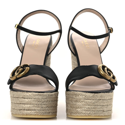 Gucci Nappa Matelasse GG Marmont Slingback Platform 45/130mm Espadrille Wedges 36 Black 3 of 11