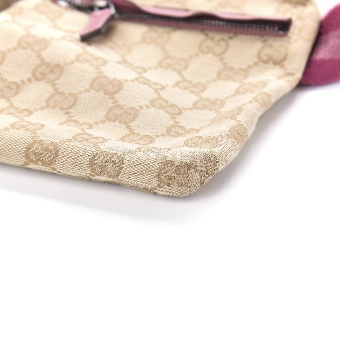 GG Monogram Web Double Pocket Belt Bag Pink