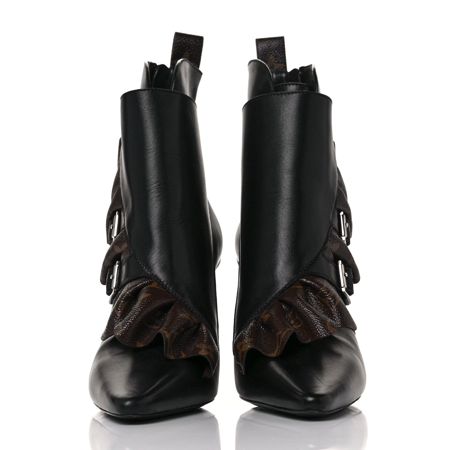 Louis Vuitton Calfskin Monogram Janet Ankle Boots 38 Black 2 of 6