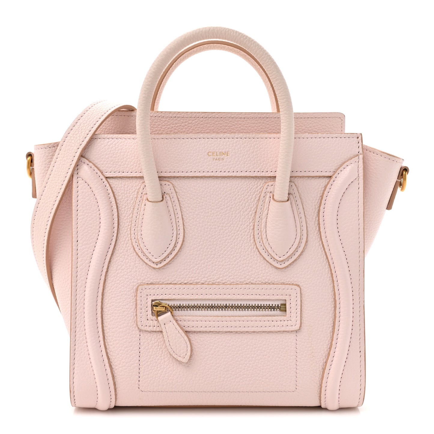 Drummed Calfskin Nano Luggage Pale Pink