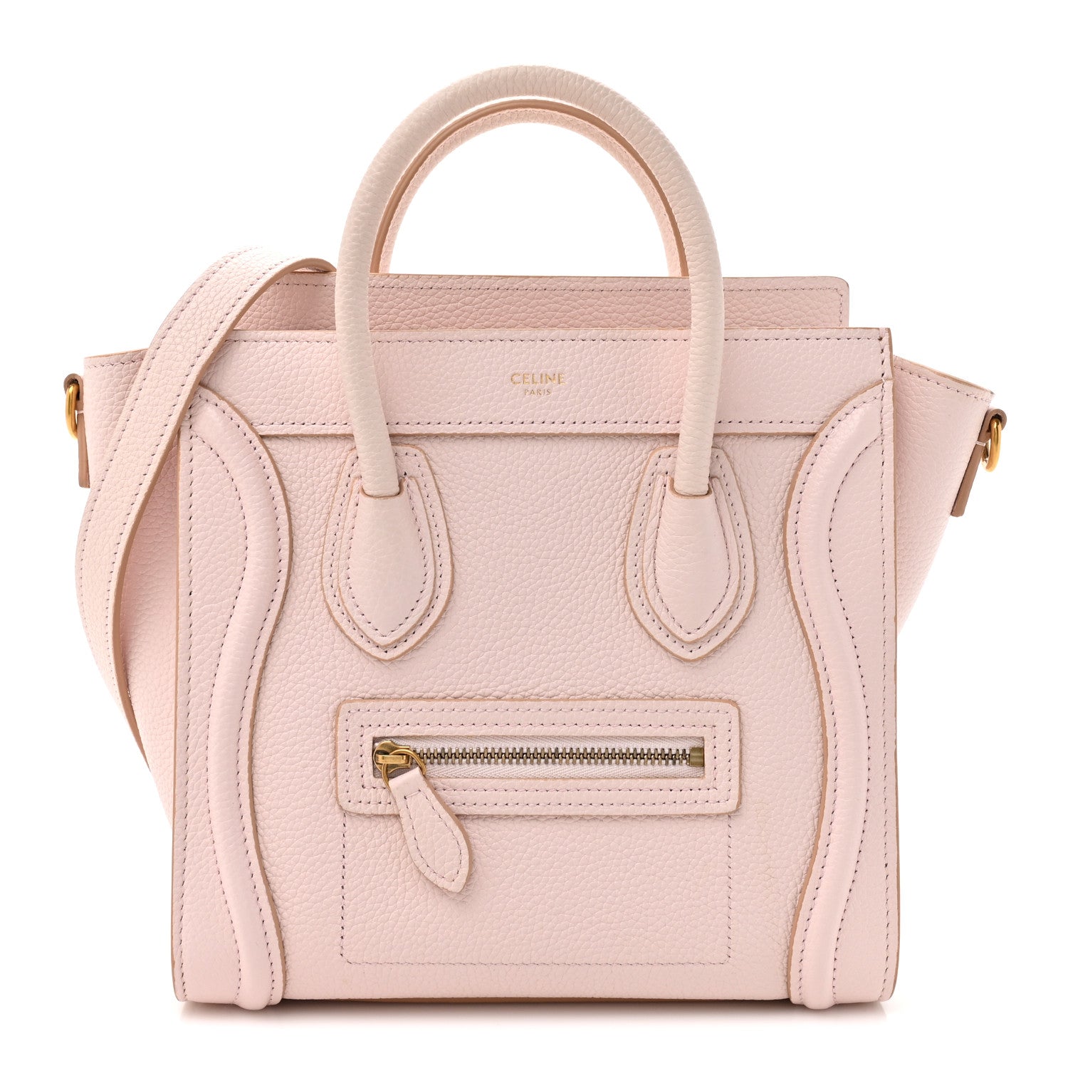 Celine Drummed Calfskin Nano Luggage Pale Pink 1 of 13