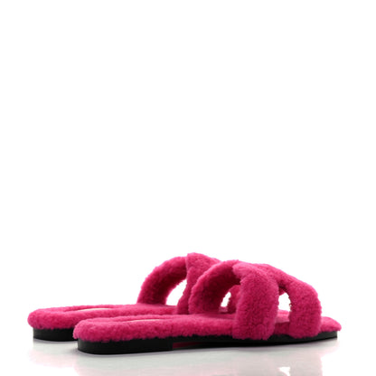 Hermes Woolskin Oran Sandals 38 Rose Fuchsia 4 of 8