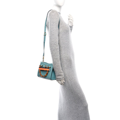 Gucci Wonka Grain Calfskin Mini Diana Tote Bag Dusty Azure Orange Fluo 2 of 11