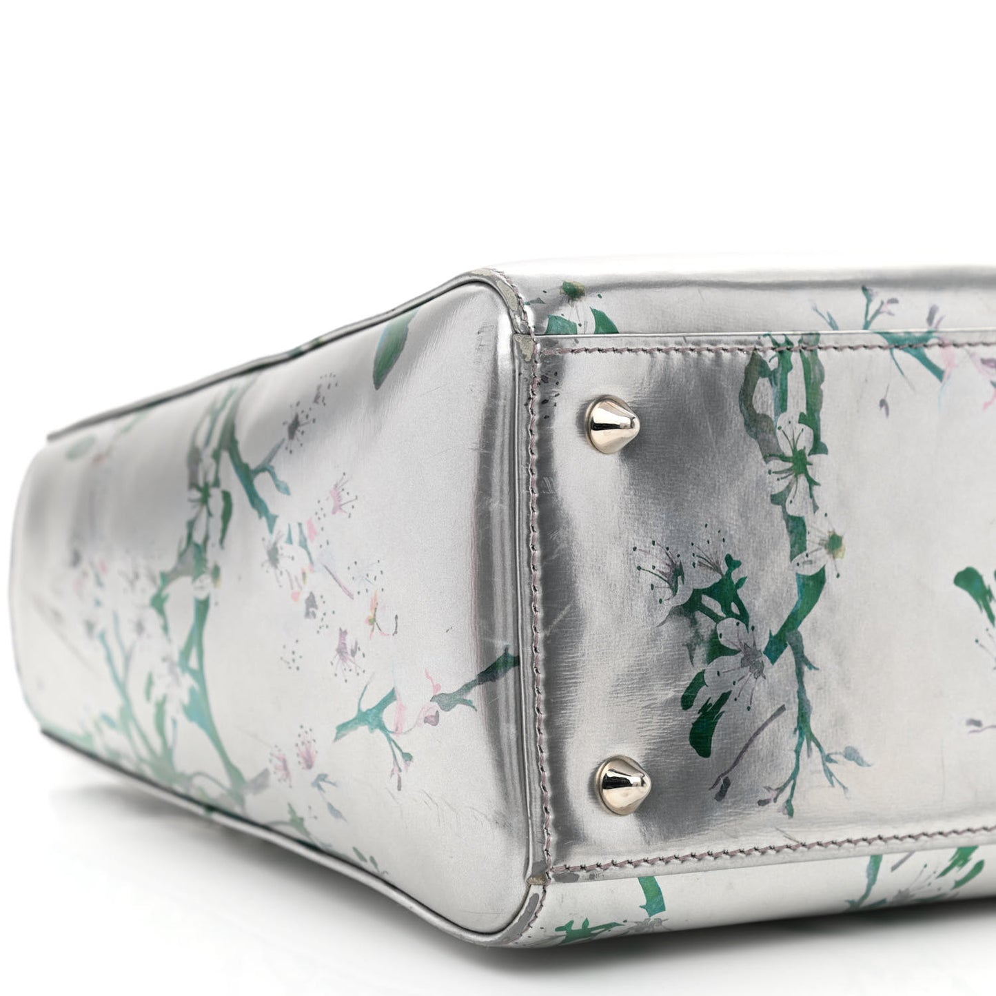 Metallic Patent Floral Printed Medium Lady Dior