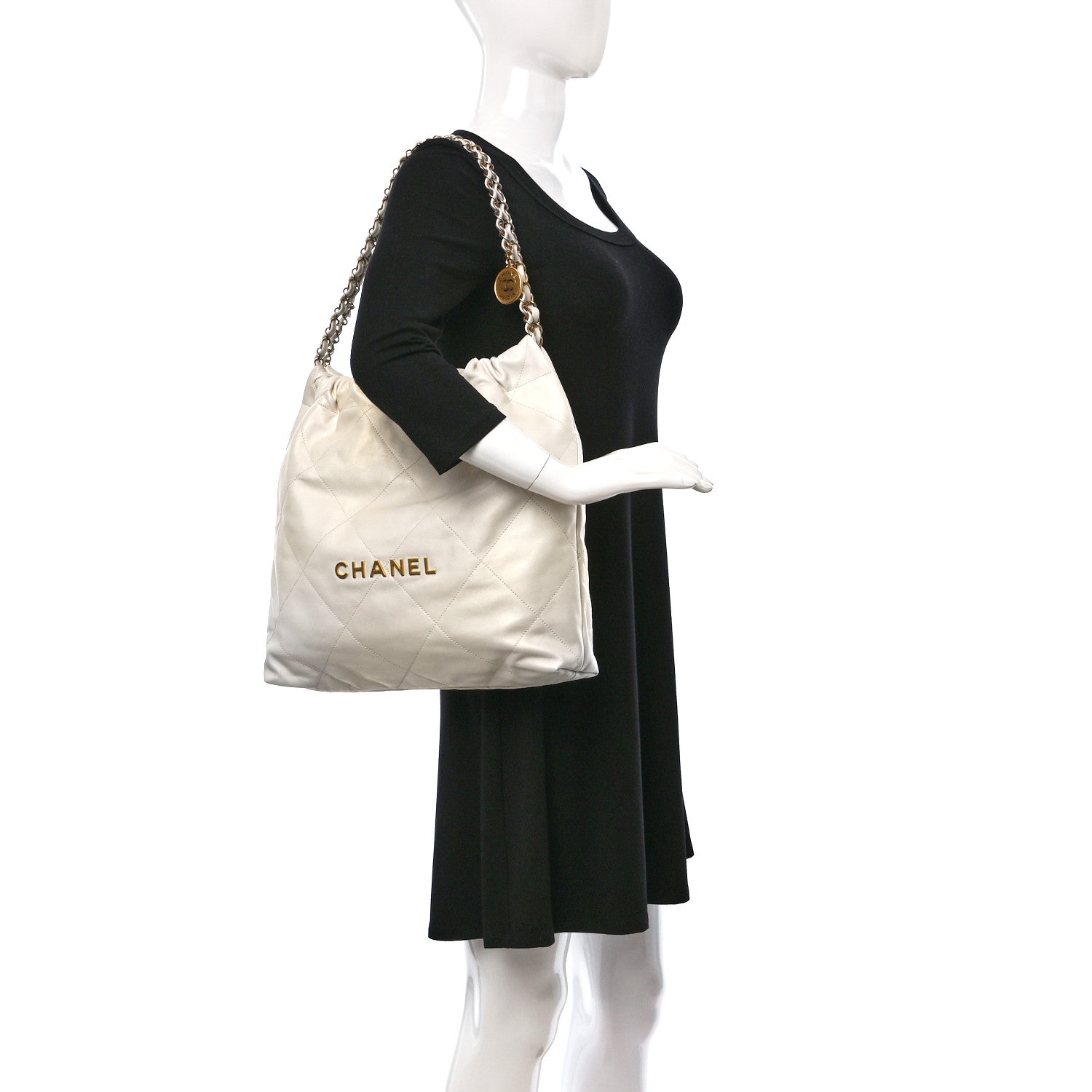 Chanel Iridescent Calfskin Quilted Chanel 22 White 3 of 9