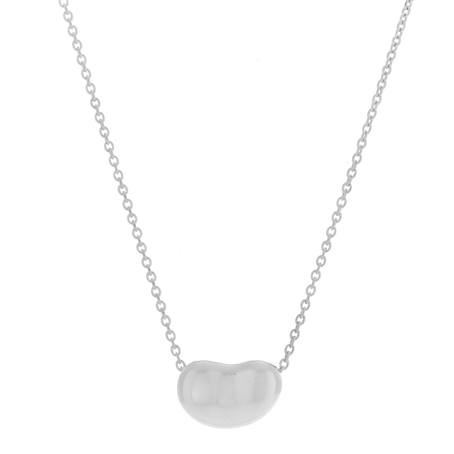 Tiffany Sterling Silver 12mm Elsa Peretti Bean Pendant Necklace 4 of 6