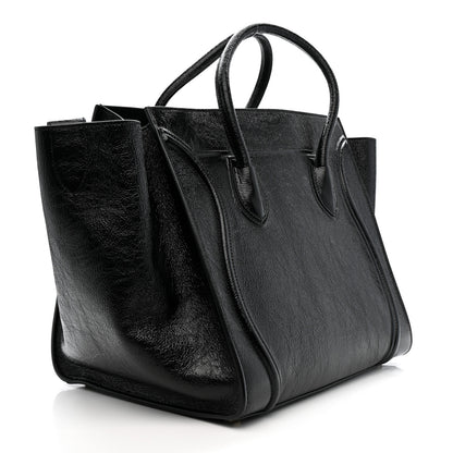 Celine Crinkled Patent Calfskin Medium Phantom Luggage Black 3 of 11