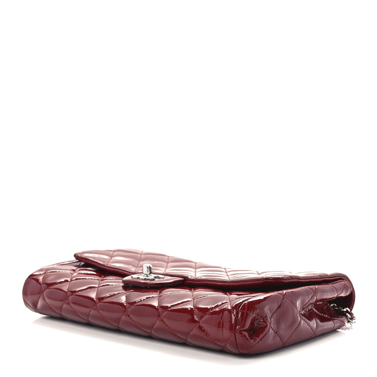 Chanel Patent Quilted Clutch With Chain Flap Red 10 of 13