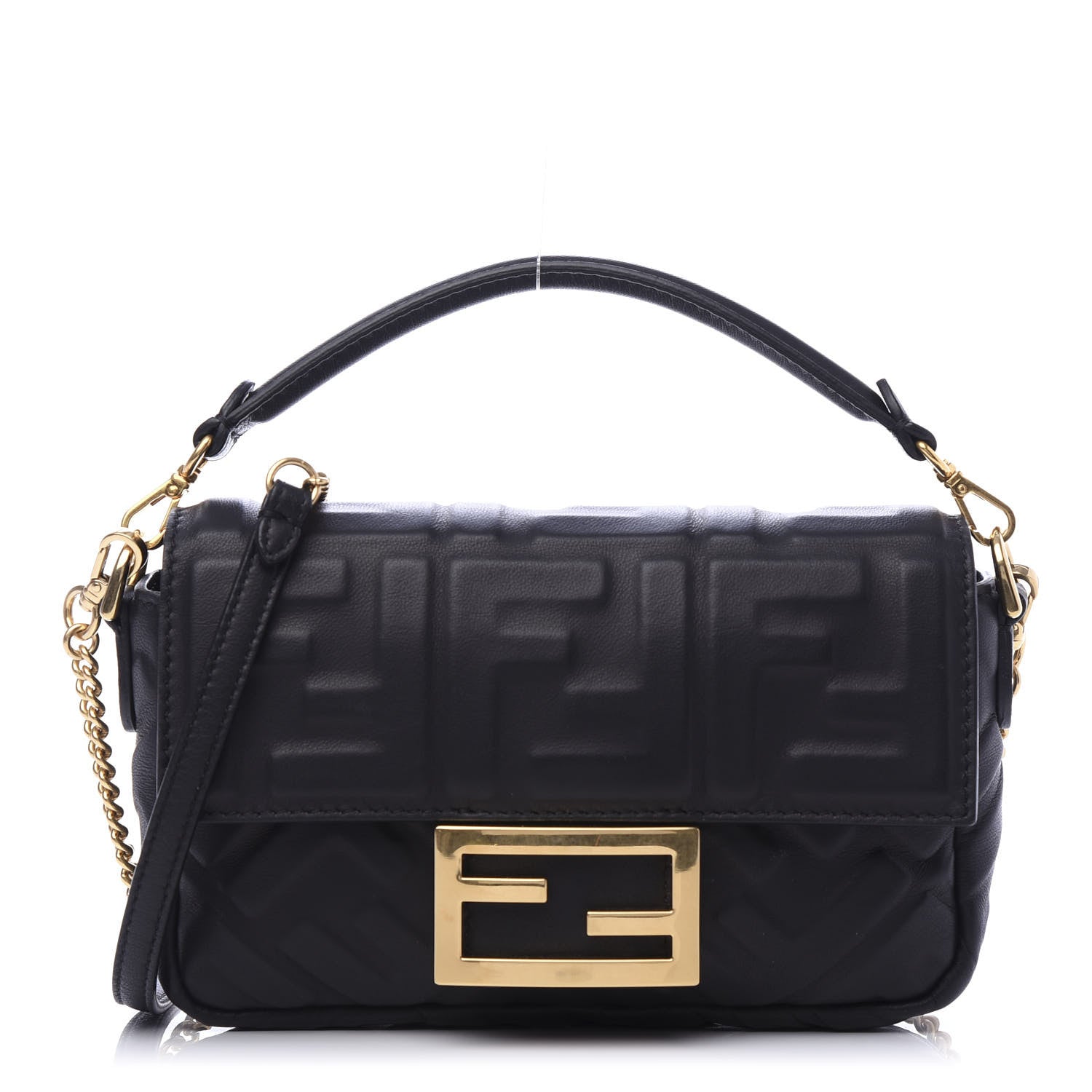 Fendi Nappa FF 1974 Embossed Mini Baguette Black 1 of 12